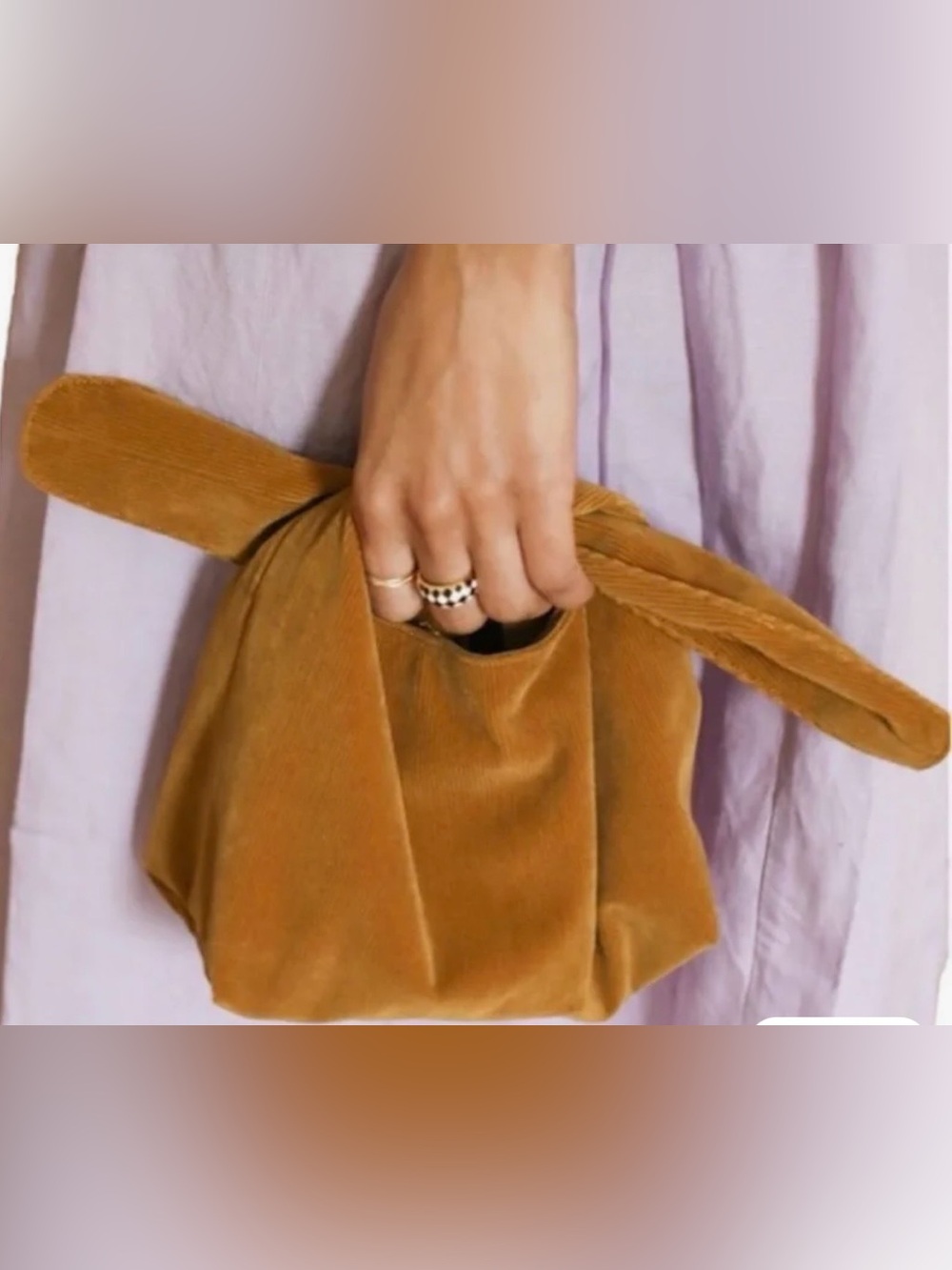 MERIT Beauty Signature Warm Brown Ribbed Corduroy Tie Top Make-Up Pouch